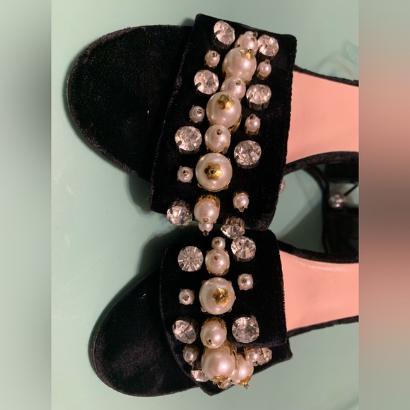 KATE SPADE pearl velvet high heel sandals - Picture 6 of 7